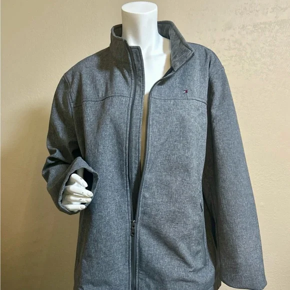 Tommy Hilfiger Men’s XL Gray Winter Jacket Water Resistant Full Zip Pockets - Picture 4 of 12